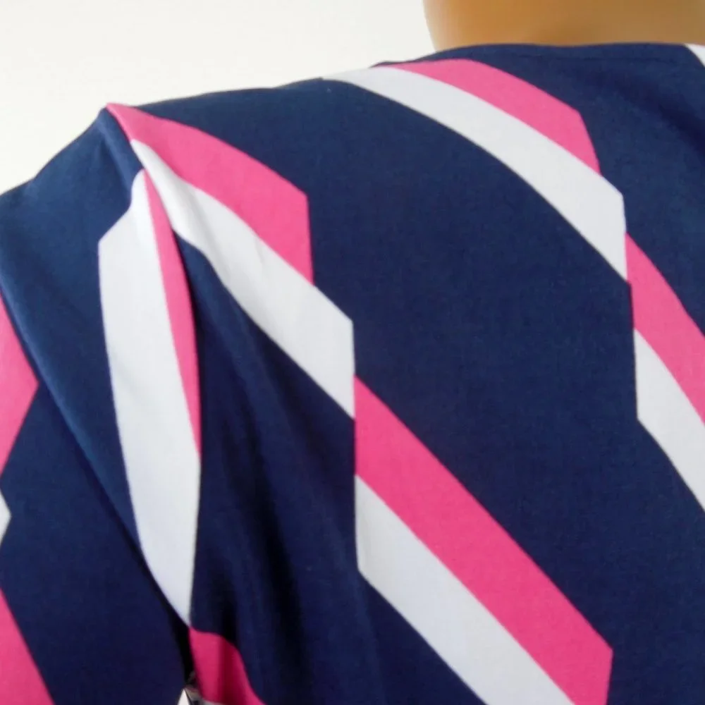 CHICO'S Top S Sz 0 Navy/Pink Stretch Blouse Lightweight 3/4 Sleeve Shirt - Picture 7 of 9